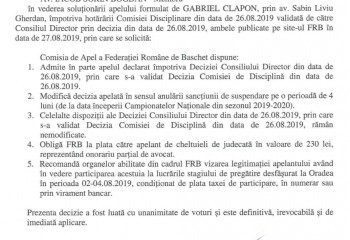 Comisia de Apel i-a admis în parte apelul lui Gabriel Clapon