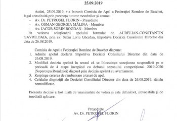 Comisia de Apel a anulat suspendarea în cazul lui Aurelian Gavriloaia