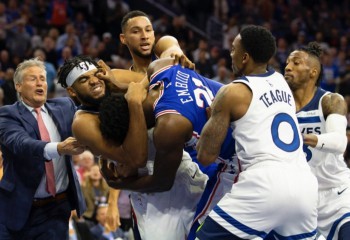 Spiritele s-au încins în duelul dintre Philadelphia 76ers și Minnesota Timberwolves. Video