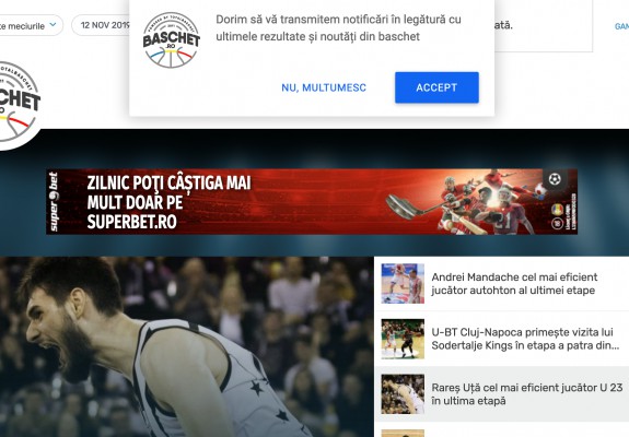 Anunț Baschet.ro - Cum te poți abona la notificările noastre